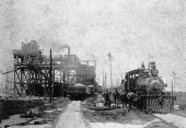 Loading phosphate onto railroad car