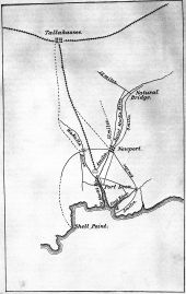 Map of Natural Bridge, in relation to Tallahassee and Shell Point, 1865 - Leon County, Florida