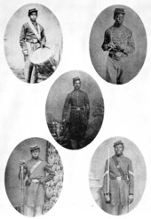 Portraits of five soldiers of the 54th Regiment, Massachusetts Volunteers