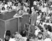 "Mermaid" Nancy Tribble receives a key to the city - Tampa, Florida.