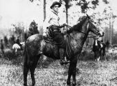 Cowboy at an open range roundup near Fort McCoy - Florida