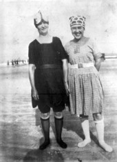 Myrtle Ola Roth and sister Allie Harold at the beach - Miami Beach, Florida.