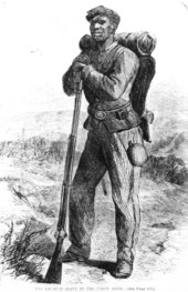 Drawing of a black Union Army infantryman