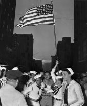 Navy sailors celebrating V-J Day - Miami, Florida.