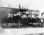 Yamato farmers at railroad siding - Yamato, Florida.