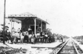 Farmers at railroad depot - Yamato, Florida.