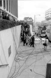 Lawyers leaving the capitol building during the 2000 presidential election vote dispute.