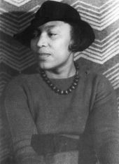 Postcard with portrait of author Zora Neale Hurston.