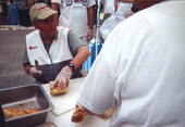 U.S. Senator Bob Graham working as a hurricane relief volunteer for the American Red Cross - Port Charlotte, Florida