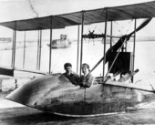 Men sitting in the flying boat "Benoist" - Saint Petersburg, Florida