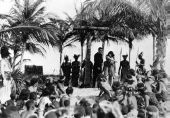 Theda Bara during shooting of film "A Woman There Was" in Miami Beach, Florida.