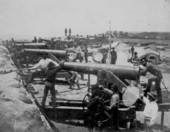 Columbiad guns of the Confederate water battery at Fort Barrancas.