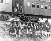 Geronimo and fellow Apache Indian prisoners on their way to Florida by train