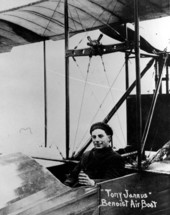 Tony Jannus at the controls of a flying boat - Saint Petersburg, Florida