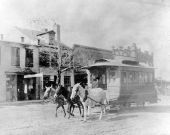 Tallahassee Railroad Company's mule drawn car proceeding south between Pensacola and Jefferson - Tallahassee, Florida.