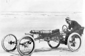 Ransom E. Olds in the Olds Pirate racing car - Ormond Beach, Florida.