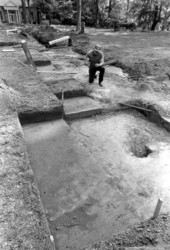 State archaeologist Calvin Jones excavating Hernando de Soto's 1539 winter encampment - Tallahassee, Florida.