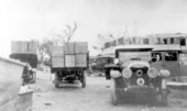 Trucks loaded with coffins, after the hurricane of 1928 - Belle Glade (?), Florida.