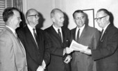 Cross Florida Navigation District committee members examining a document - Tallahassee, Florida.