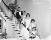 Portrait of Governor Collins with his wife and daughters on the staircase of their home "The Grove" - Tallahassee, Florida.