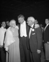 Governor LeRoy Collins with his parents at the inaugural ball in Tallahassee, Florida.