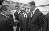 Presidential candidate George Wallace being met by Tallahassee officials at the airport.