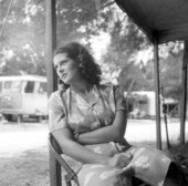 Roey Stickles sits out on the porch in the trailer park - Sarasota, Florida .