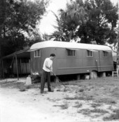 Al Stickles tending to the area near his trailer - Sarasota, Florida.