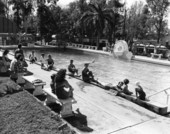 Residents at the pool at the Belle Haven Trailer Park - Miami, Florida .