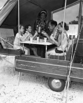 Family in their camping trailer - Monroe County, Florida