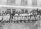 Cincinnati "Reds" in training at Stetson University ball park.