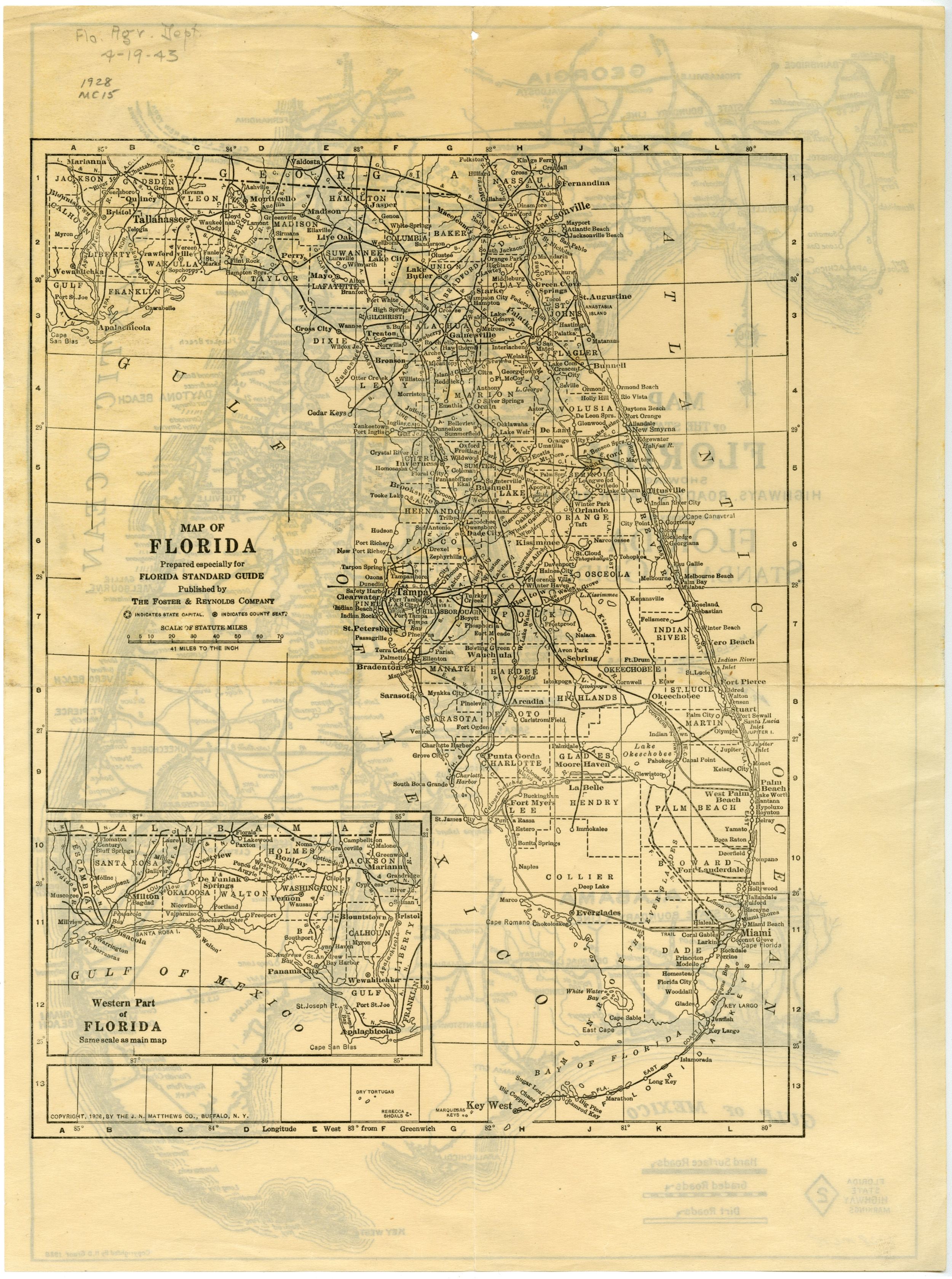 Standard Guide Map of Florida, 1928