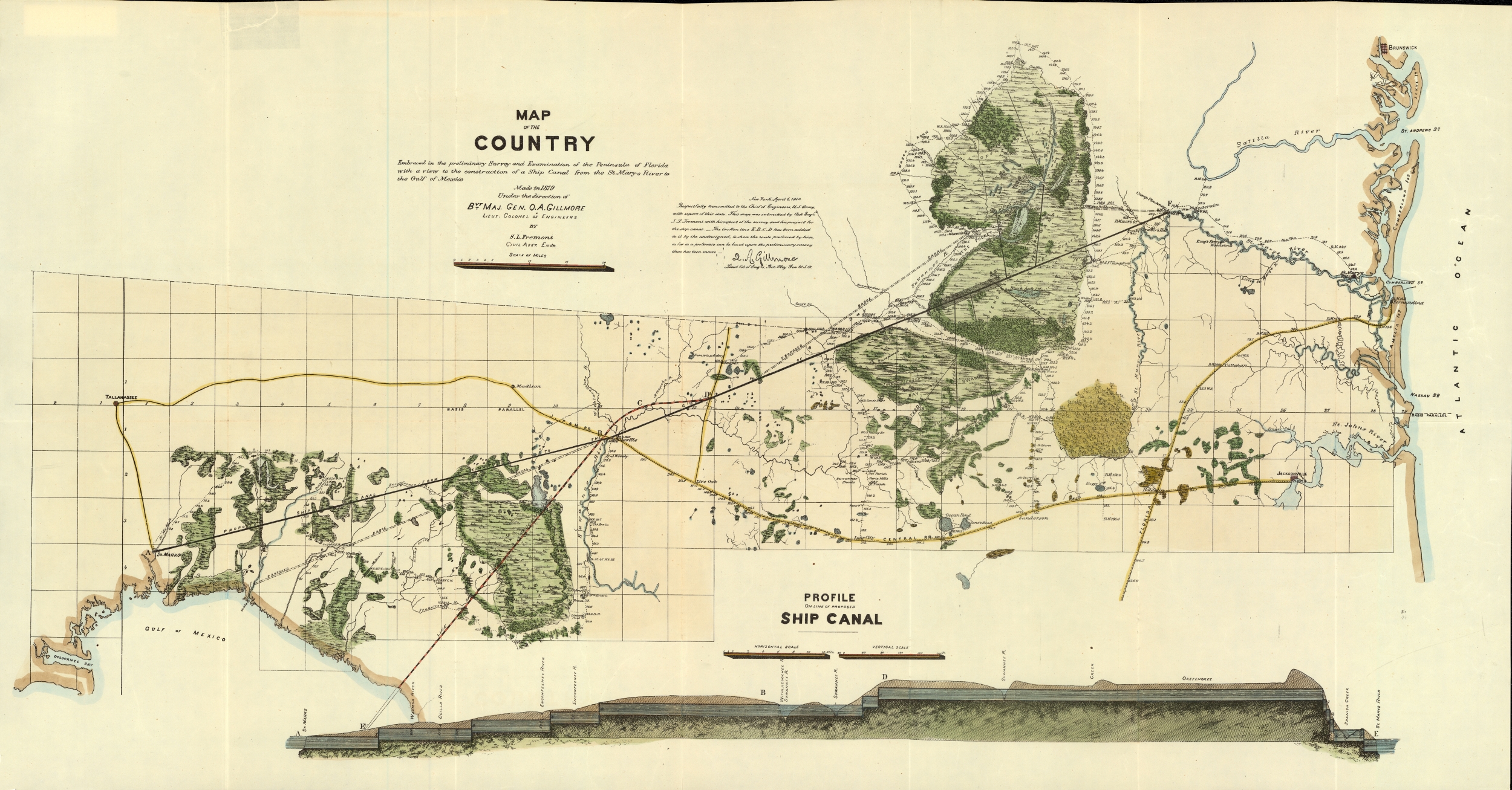 Profile on Line of a Proposed Ship Canal, 1880