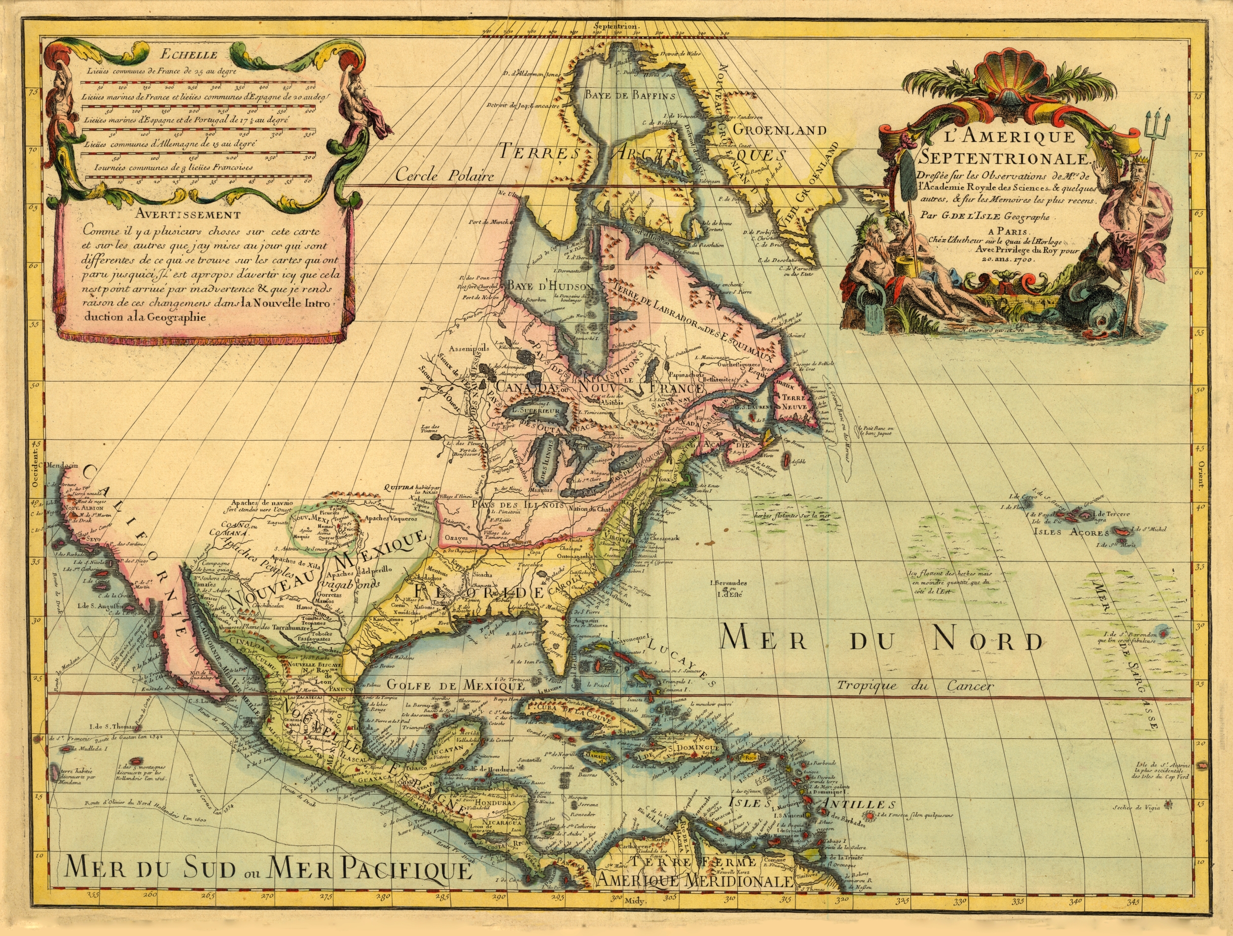 Map of North and Central America, 1700