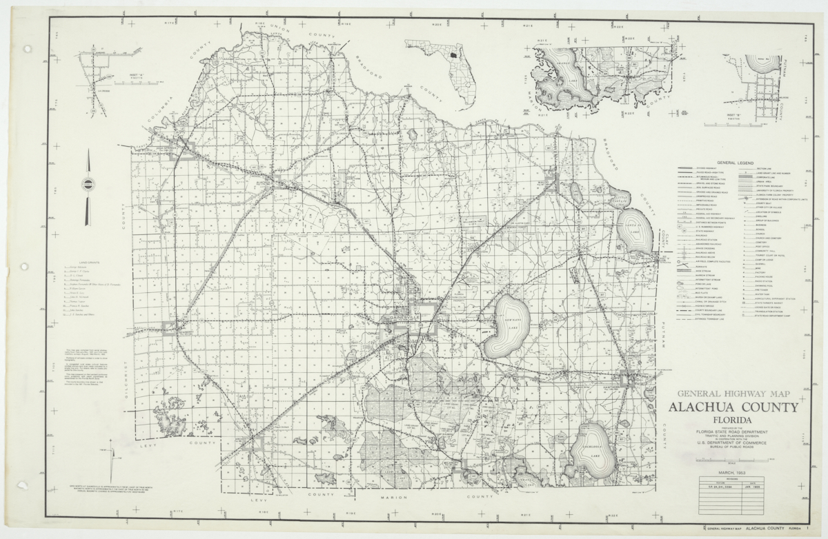 State Road Department Map of Alachua County, 1955