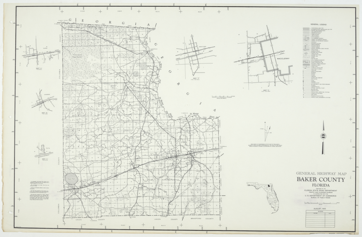 State Road Department Map of Baker County, 1955