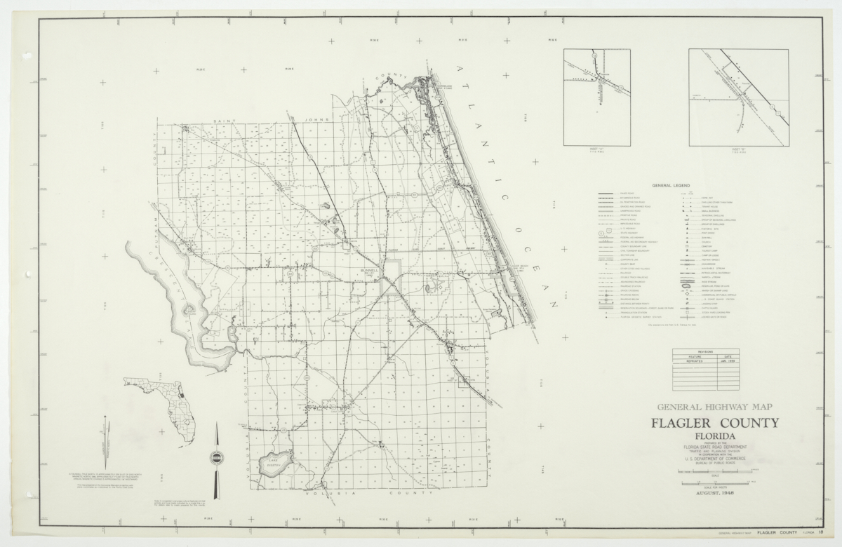 State Road Department Map of Flagler County, 1955