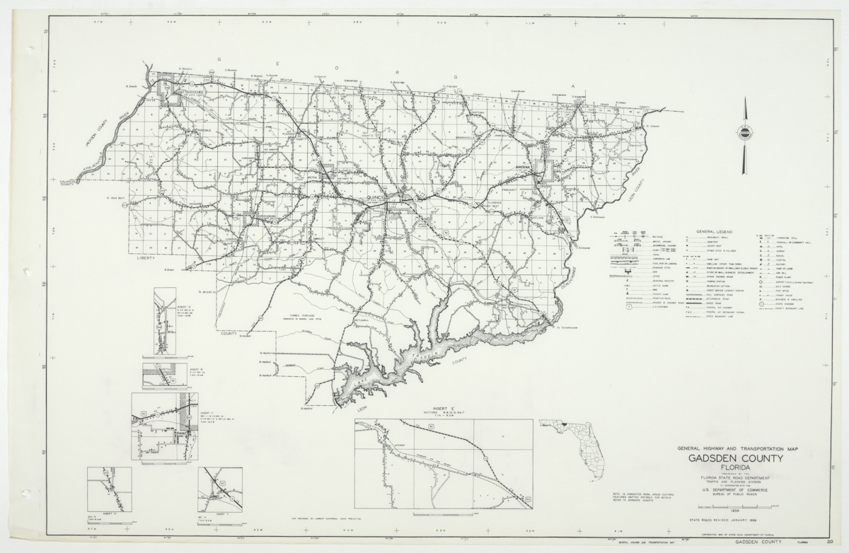 State Road Department Map of Gadsden County, 1955