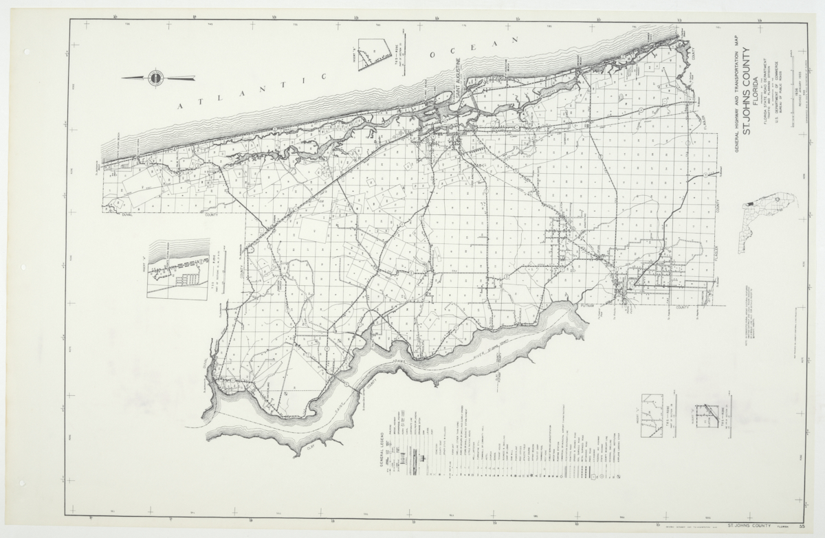 State Road Department Map of Saint Johns County, 1955