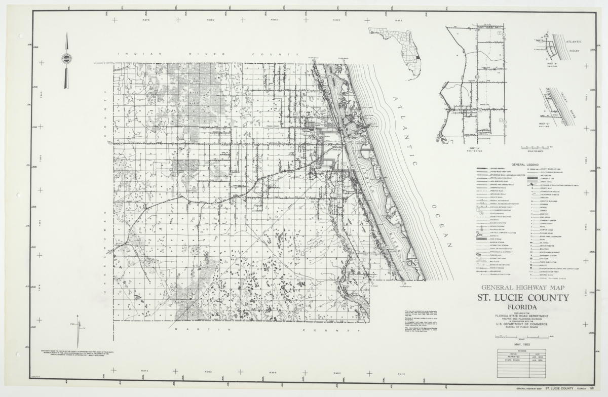 State Road Department Map of Saint Lucie County, 1955